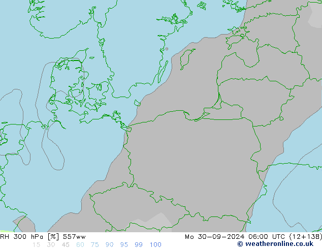 RH 300 hPa 557ww Mo 30.09.2024 06 UTC