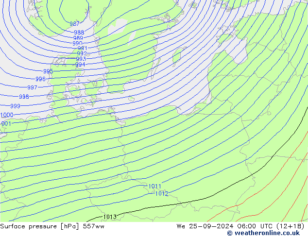 Surface pressure 557ww We 25.09.2024 06 UTC