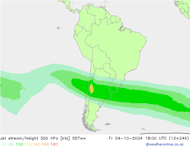 Jet stream/Height 300 hPa 557ww Fr 04.10.2024 18 UTC