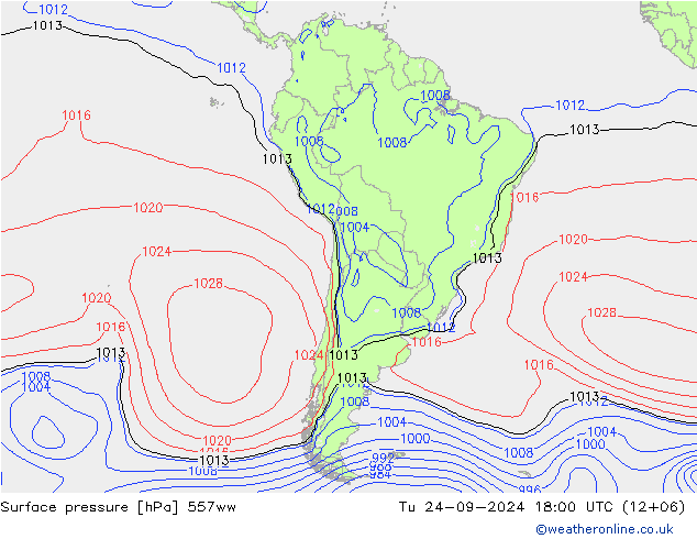 Surface pressure 557ww Tu 24.09.2024 18 UTC