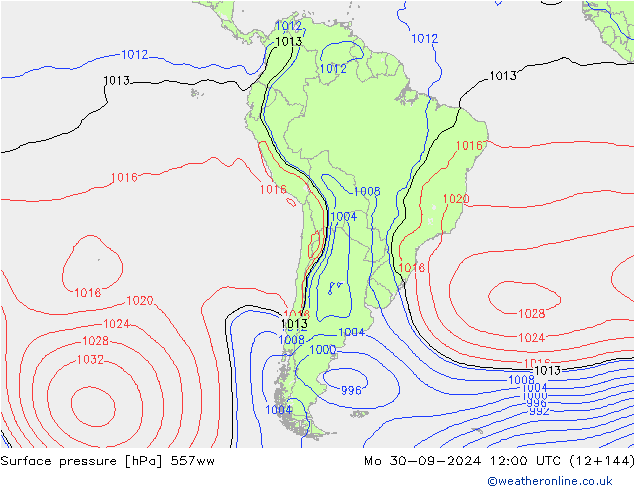 Surface pressure 557ww Mo 30.09.2024 12 UTC