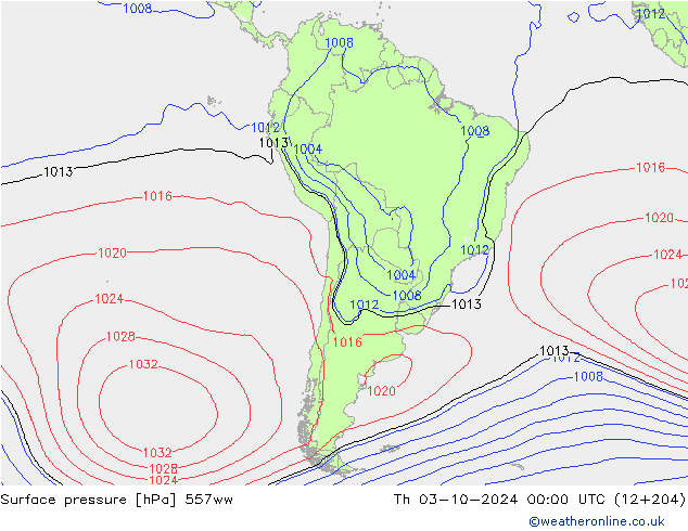 Surface pressure 557ww Th 03.10.2024 00 UTC