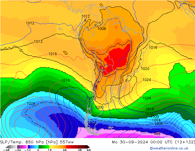 SLP/Temp. 850 hPa 557ww lun 30.09.2024 00 UTC