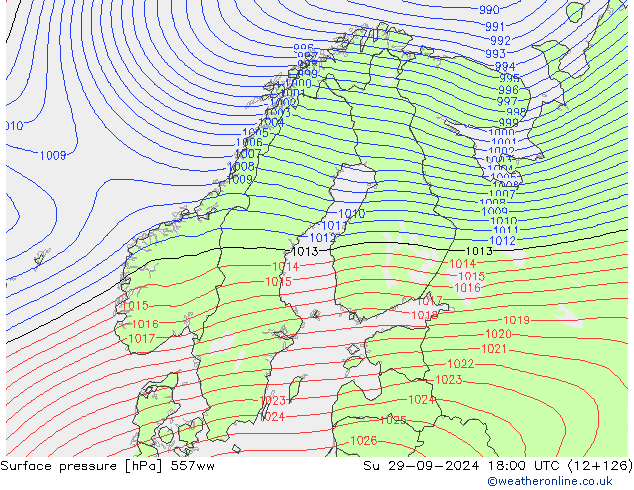 Atmosférický tlak 557ww Ne 29.09.2024 18 UTC