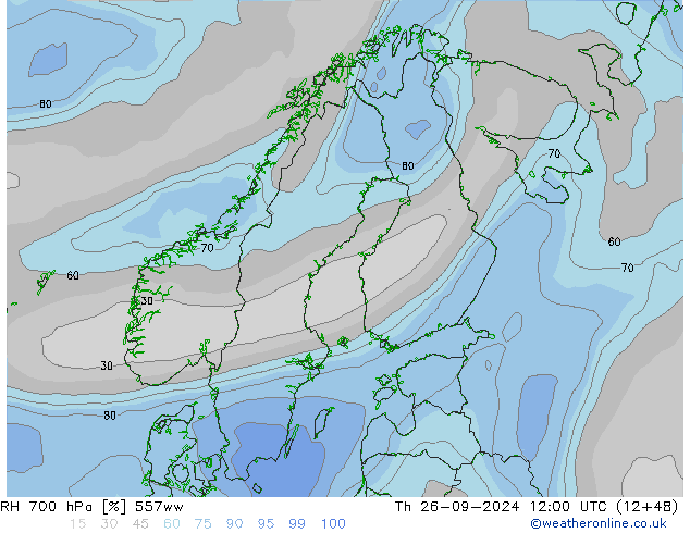 RH 700 hPa 557ww Čt 26.09.2024 12 UTC