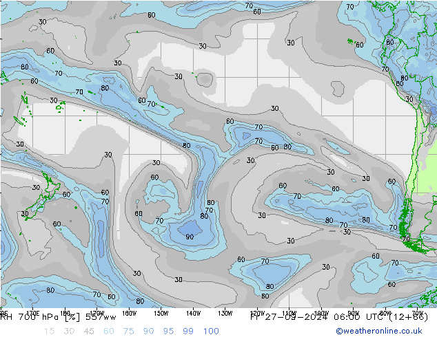 RH 700 hPa 557ww ven 27.09.2024 06 UTC