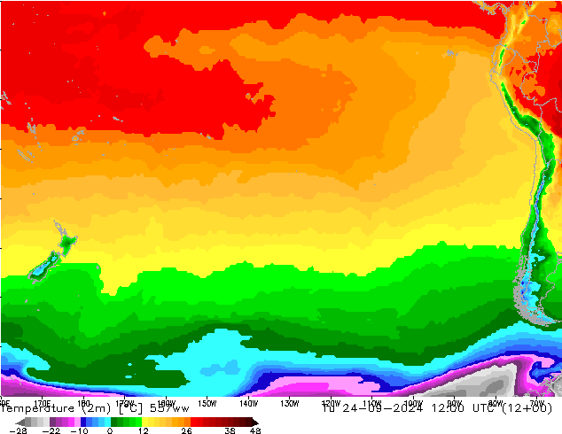 Temperaturkarte (2m) 557ww Di 24.09.2024 12 UTC