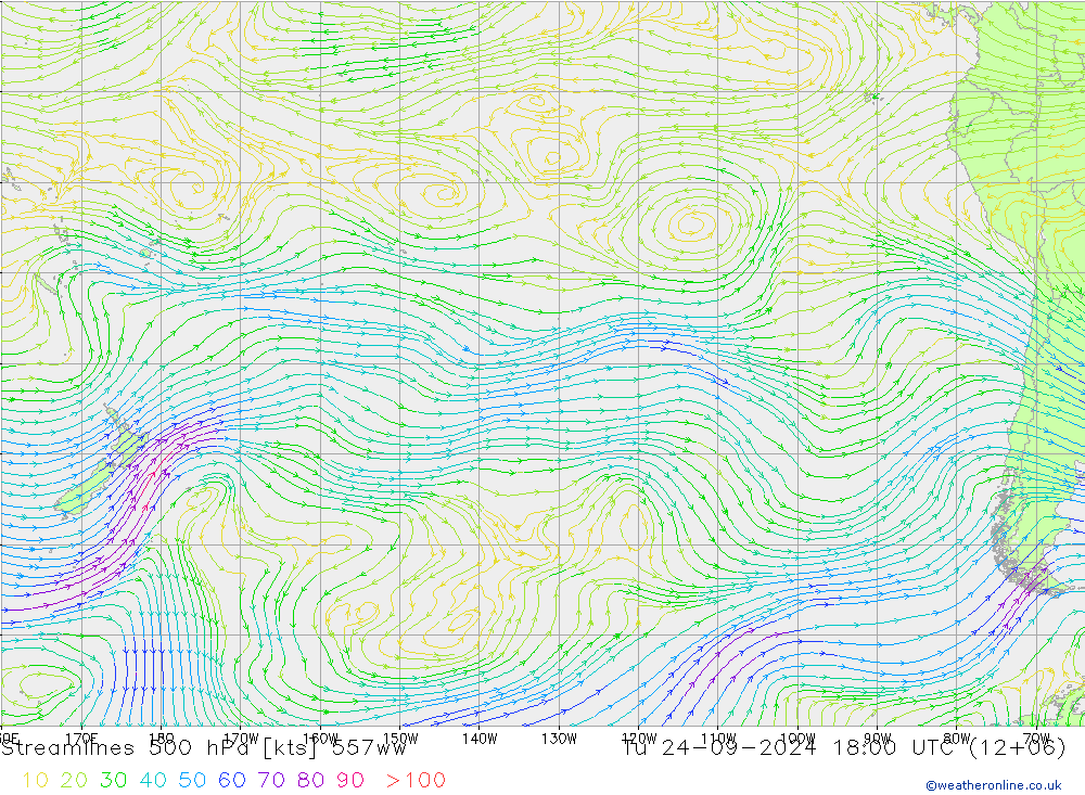 Streamlines 500 hPa 557ww Tu 24.09.2024 18 UTC