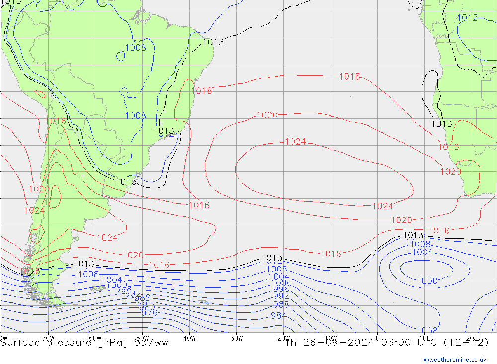 Luchtdruk (Grond) 557ww do 26.09.2024 06 UTC