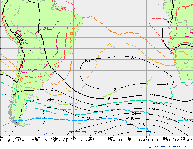 Géop./Temp. 850 hPa 557ww mar 01.10.2024 00 UTC