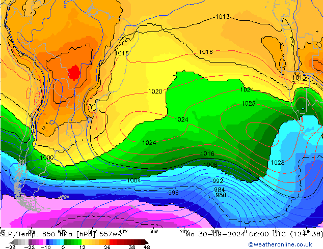 SLP/Temp. 850 hPa 557ww Mo 30.09.2024 06 UTC