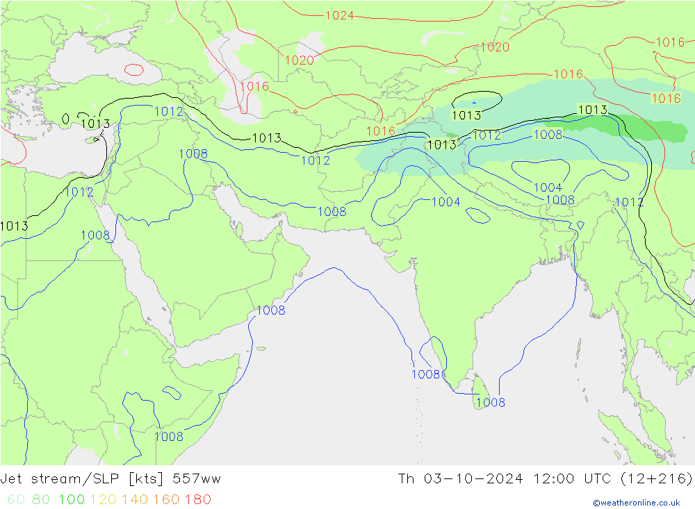 Jet Akımları/SLP 557ww Per 03.10.2024 12 UTC