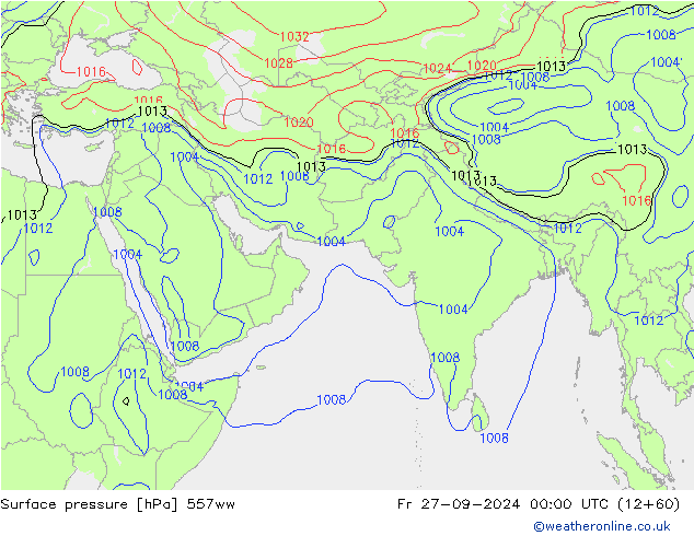 Atmosférický tlak 557ww Pá 27.09.2024 00 UTC