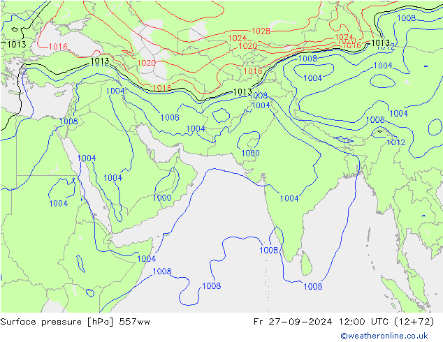 Yer basıncı 557ww Cu 27.09.2024 12 UTC