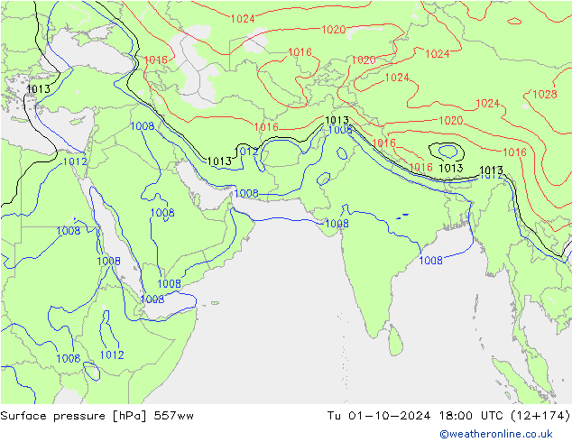 приземное давление 557ww вт 01.10.2024 18 UTC