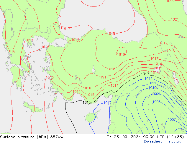 приземное давление 557ww чт 26.09.2024 00 UTC