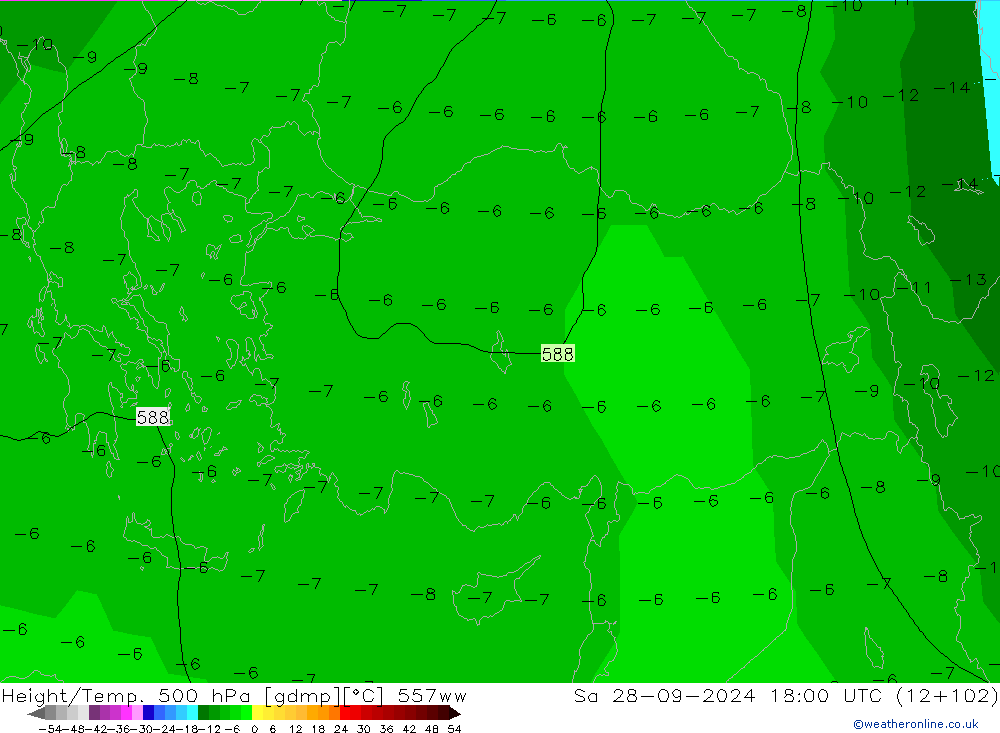 Height/Temp. 500 hPa 557ww  28.09.2024 18 UTC