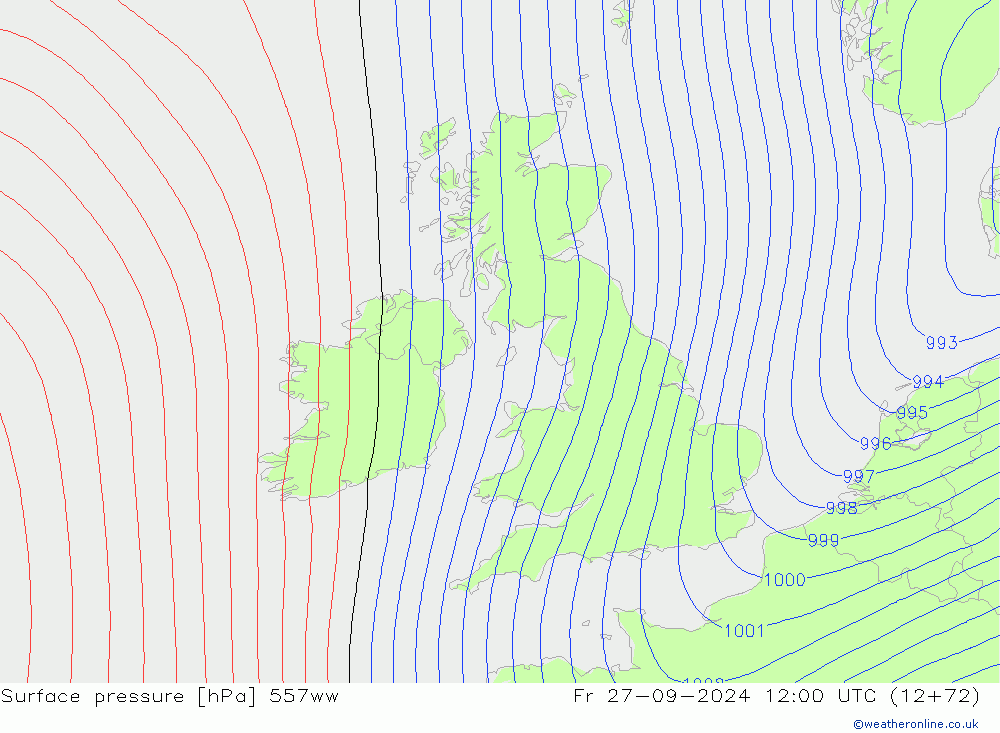 Surface pressure 557ww Fr 27.09.2024 12 UTC