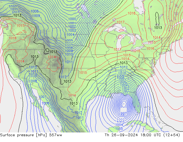 Atmosférický tlak 557ww Čt 26.09.2024 18 UTC