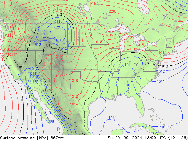 Surface pressure 557ww Su 29.09.2024 18 UTC