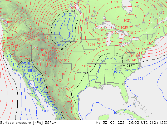 Surface pressure 557ww Mo 30.09.2024 06 UTC