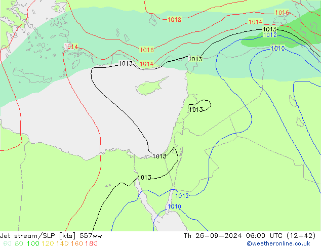 Jet stream/SLP 557ww Th 26.09.2024 06 UTC