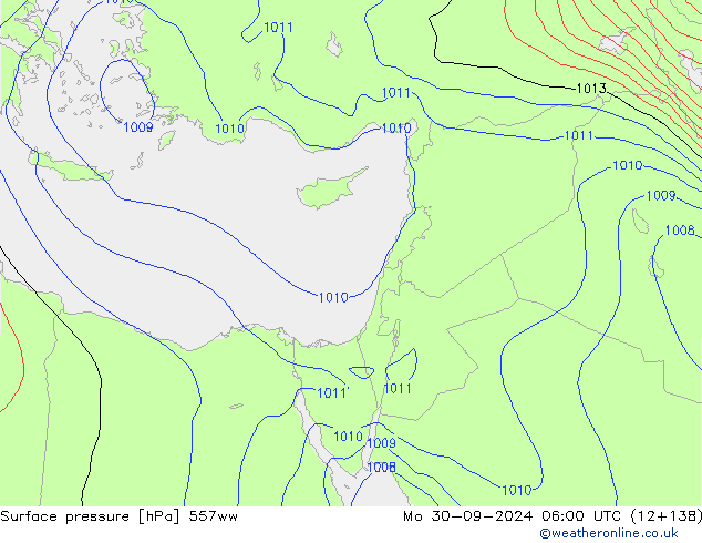 Presión superficial 557ww lun 30.09.2024 06 UTC