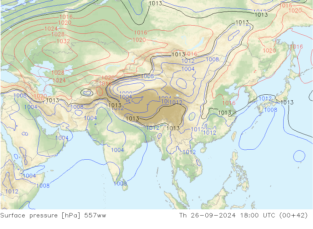 Surface pressure 557ww Th 26.09.2024 18 UTC