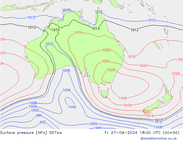 Pressione al suolo 557ww ven 27.09.2024 18 UTC