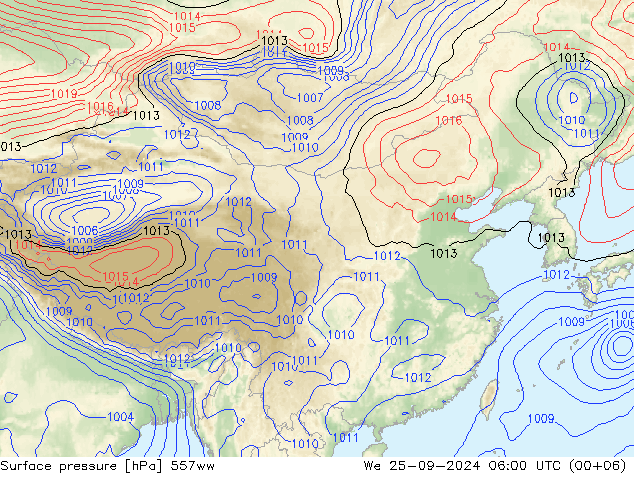 Surface pressure 557ww We 25.09.2024 06 UTC