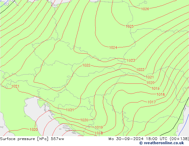 Presión superficial 557ww lun 30.09.2024 18 UTC