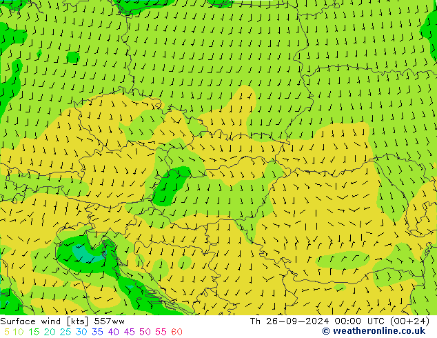 Surface wind 557ww Th 26.09.2024 00 UTC