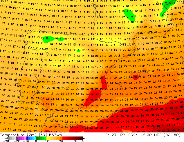 Temperature (2m) 557ww Pá 27.09.2024 12 UTC