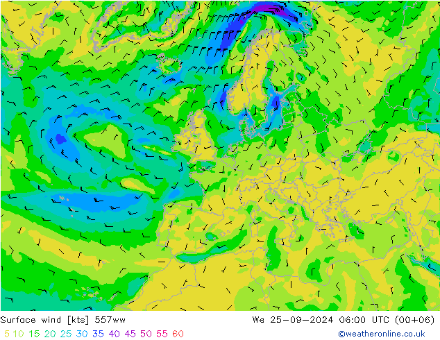 Vento 10 m 557ww mer 25.09.2024 06 UTC