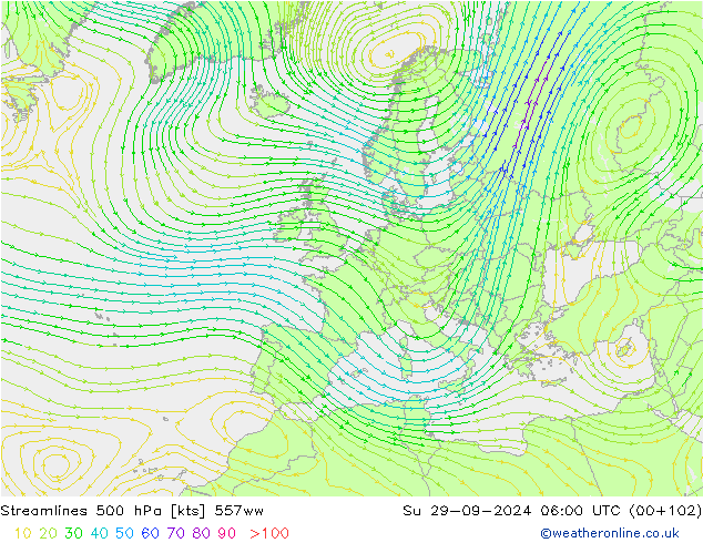 Streamlines 500 hPa 557ww Su 29.09.2024 06 UTC