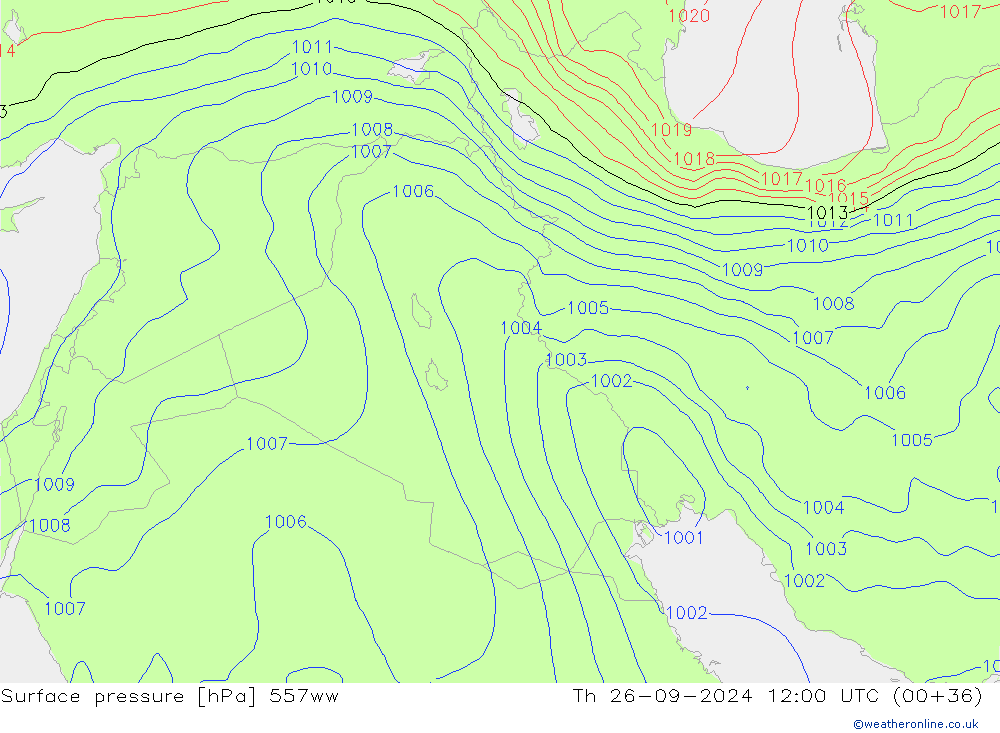 Surface pressure 557ww Th 26.09.2024 12 UTC