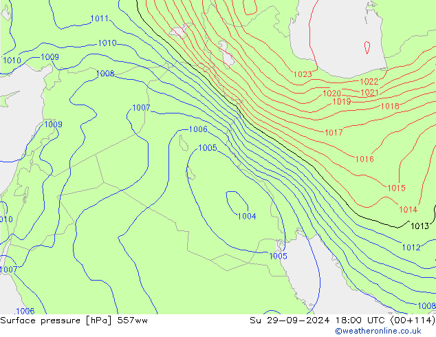 Surface pressure 557ww Su 29.09.2024 18 UTC