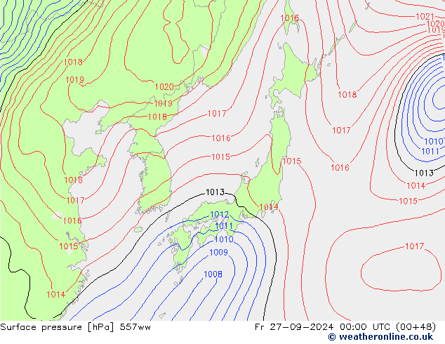 Atmosférický tlak 557ww Pá 27.09.2024 00 UTC