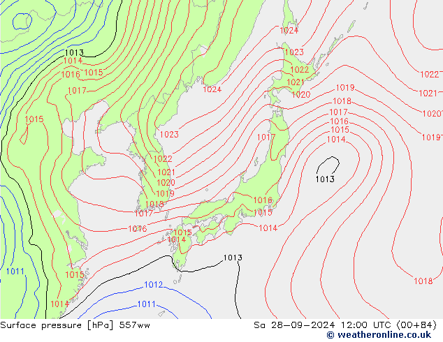 Surface pressure 557ww Sa 28.09.2024 12 UTC