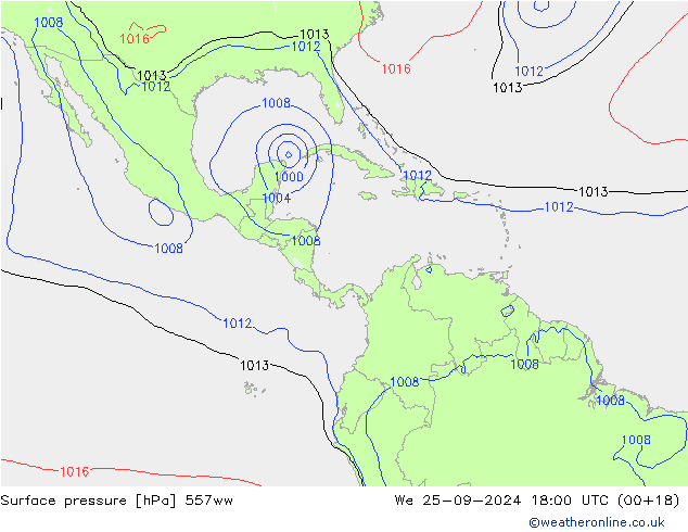 Surface pressure 557ww We 25.09.2024 18 UTC