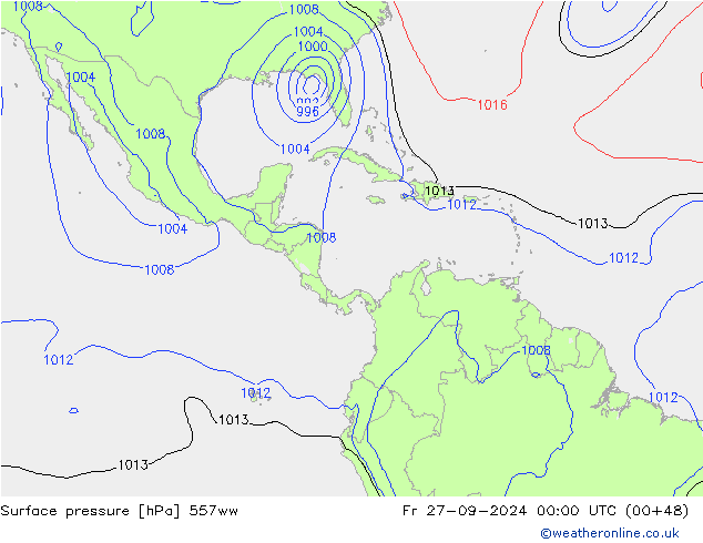 Presión superficial 557ww vie 27.09.2024 00 UTC