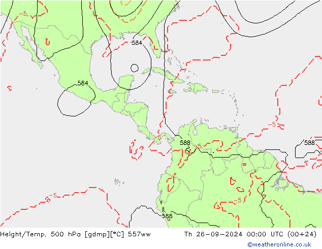 Height/Temp. 500 hPa 557ww Čt 26.09.2024 00 UTC