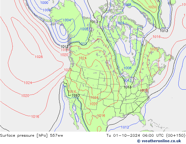 Surface pressure 557ww Tu 01.10.2024 06 UTC