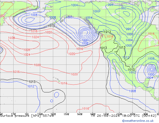 Surface pressure 557ww Th 26.09.2024 18 UTC