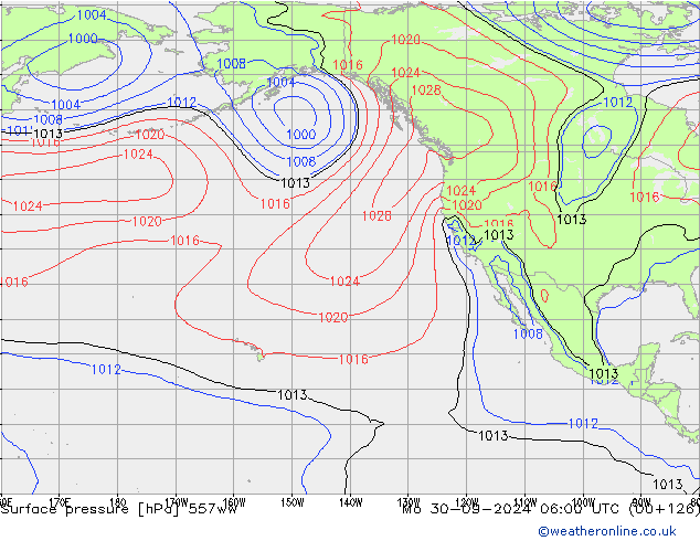 Surface pressure 557ww Mo 30.09.2024 06 UTC