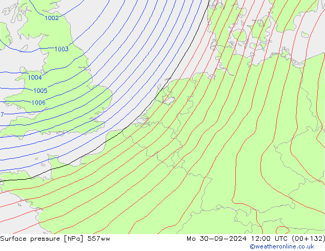 Surface pressure 557ww Mo 30.09.2024 12 UTC