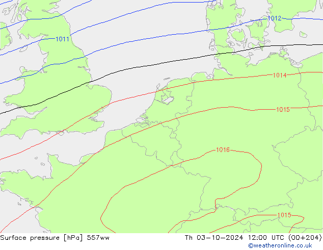 Surface pressure 557ww Th 03.10.2024 12 UTC