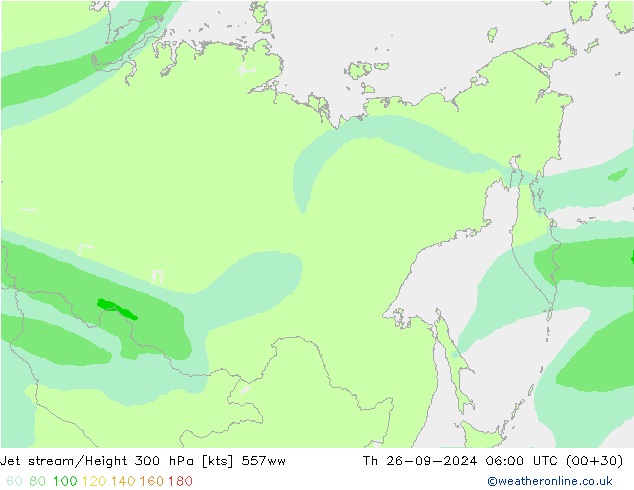 Jet stream/Height 300 hPa 557ww Th 26.09.2024 06 UTC