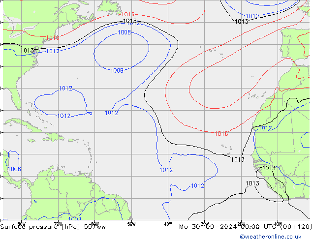 Atmosférický tlak 557ww Po 30.09.2024 00 UTC