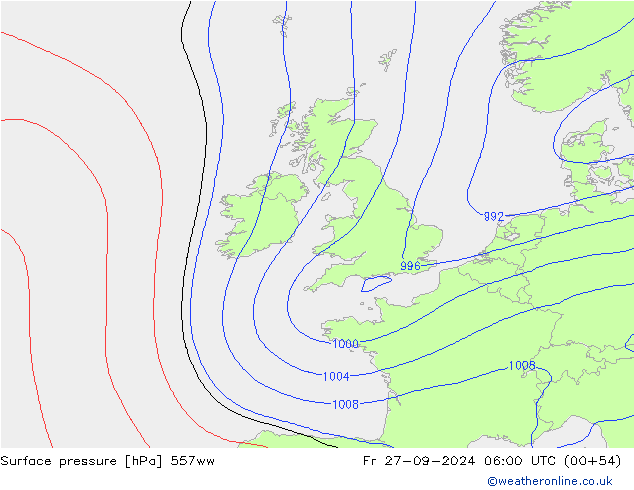 Surface pressure 557ww Fr 27.09.2024 06 UTC